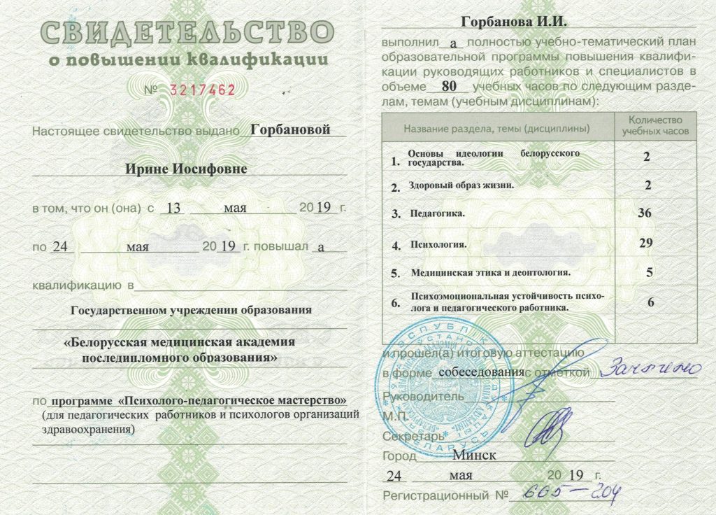 Свидетельство психолого-педагогическое мастерство